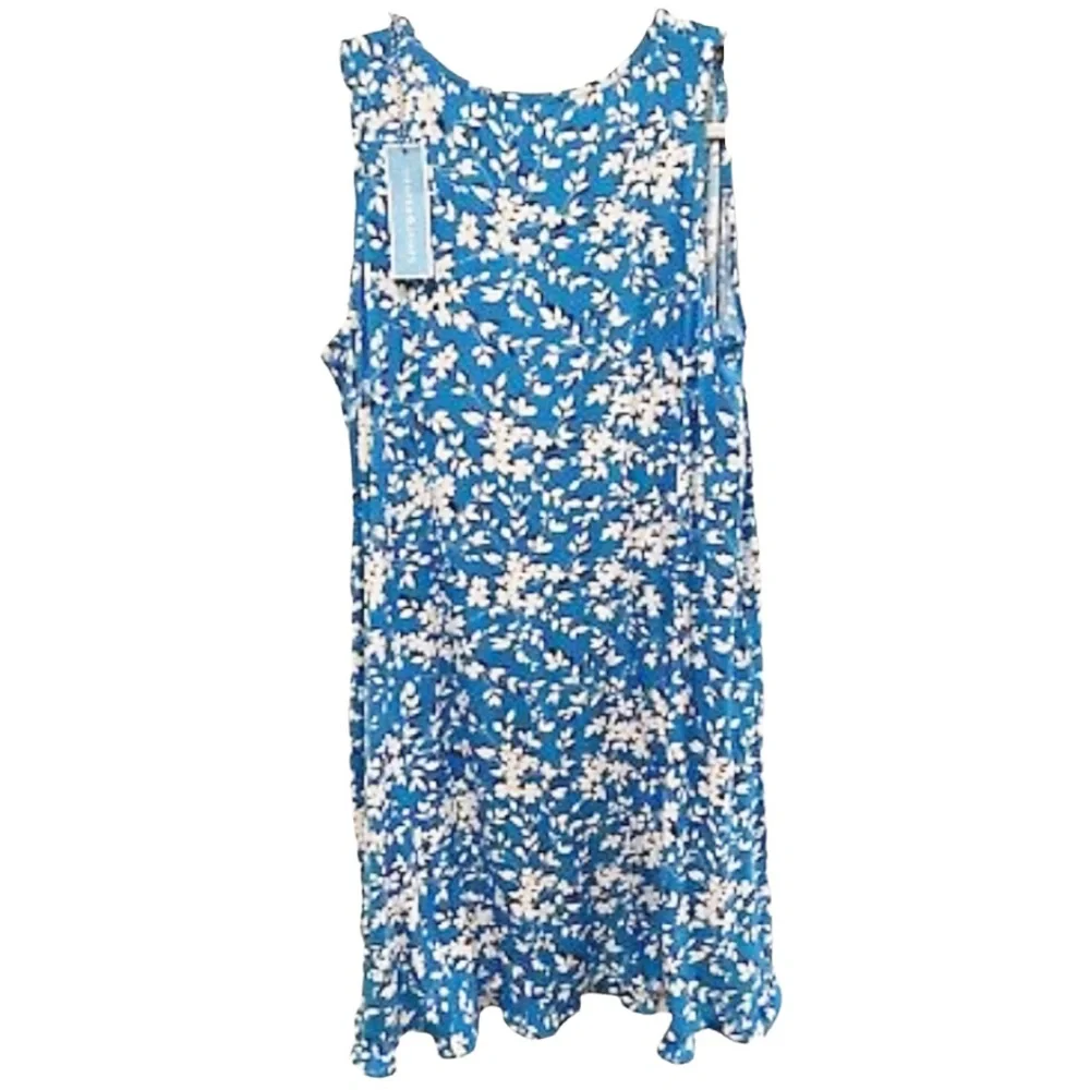 NWT Draper James Blue Floral Ruffle Nightie Sleep Dress Women’s Sz S/M